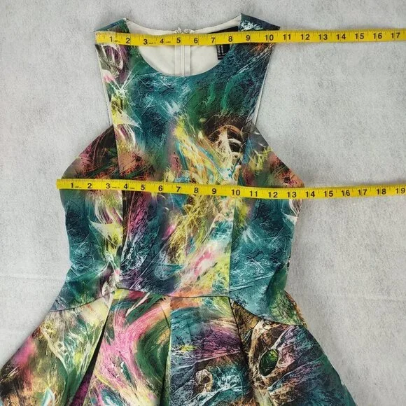 Forever 21 Womens Galaxy Printed Graphic Colorful Fit & Flare Mini Dress Size M - Picture 8 of 11